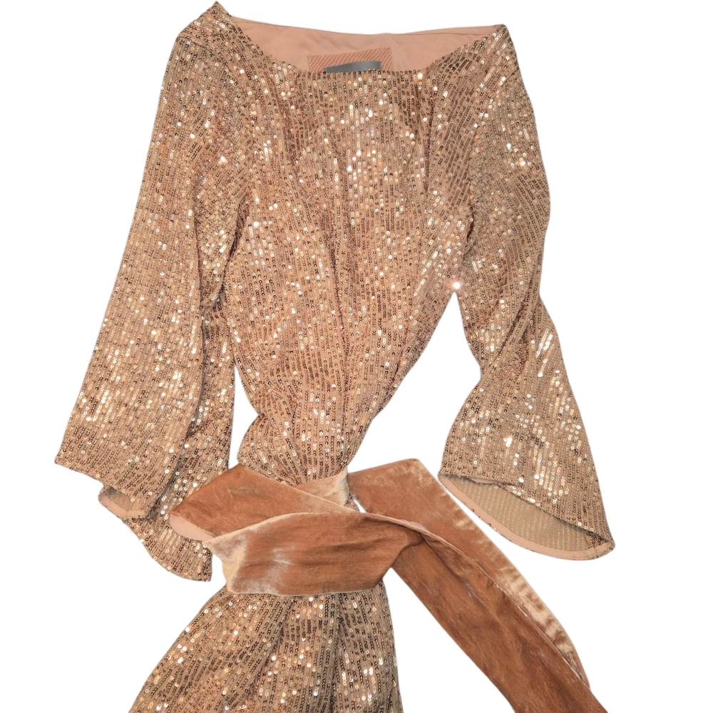 Anthropologie Starling Sequin Tunic Dress Rose Gold XS MSRP $170 - Picture 7 of 16